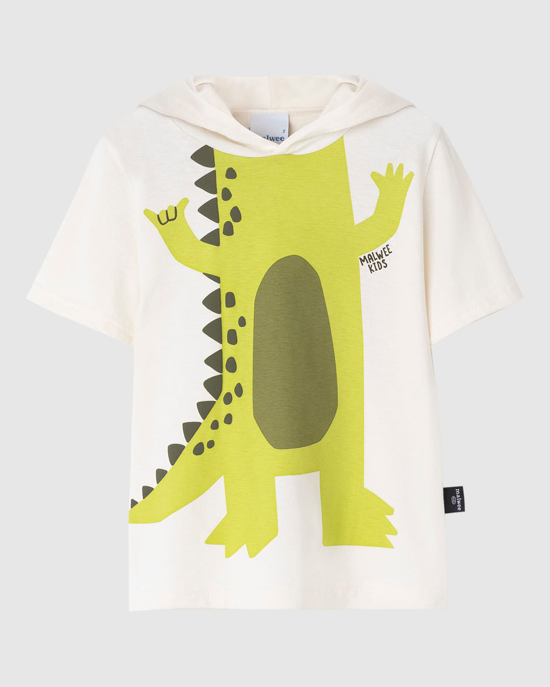 Camiseta Infantil Menino Estampa Dinossauro Com Capuz Carnaval Malwee Kids - Off White - 2