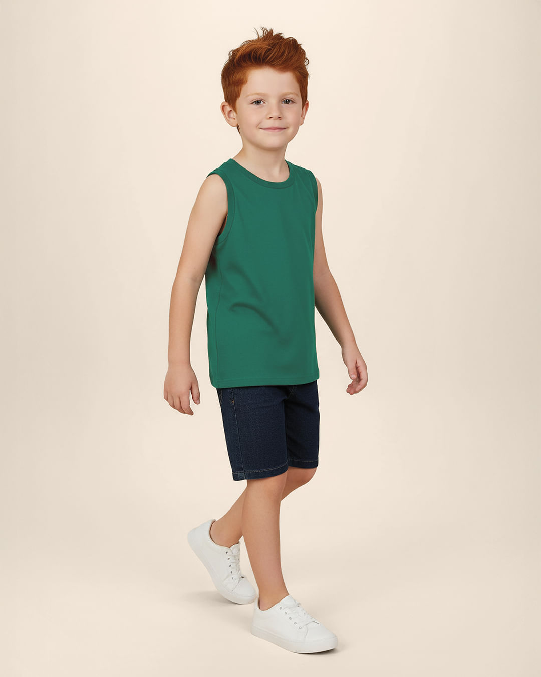 Regata Infantil Menino Decote Redondo Em Algodão Malwee Kids - Verde - 12