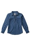 camisa jeans feminina azul manga longa