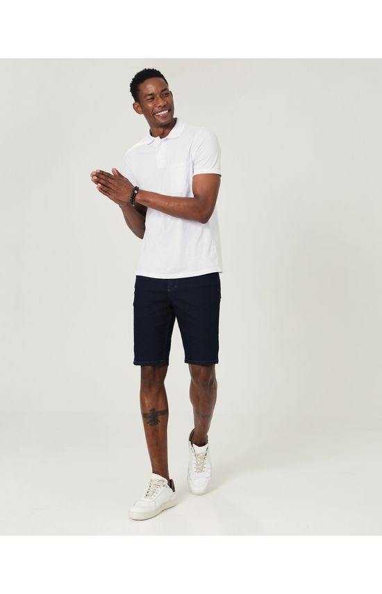 Bermuda Masculina Tradicional Em Jeans Com Elastano