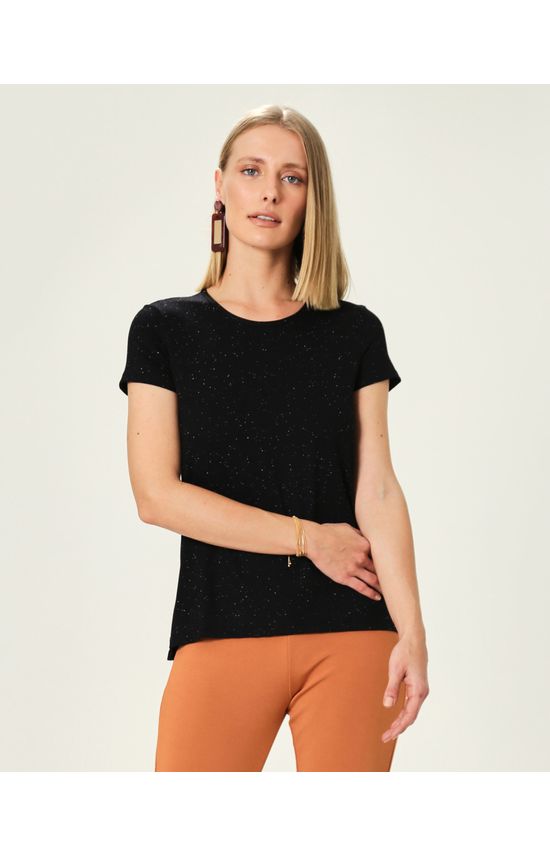 Blusa Básica Feminina Decote Redondo Em Viscose Botonê