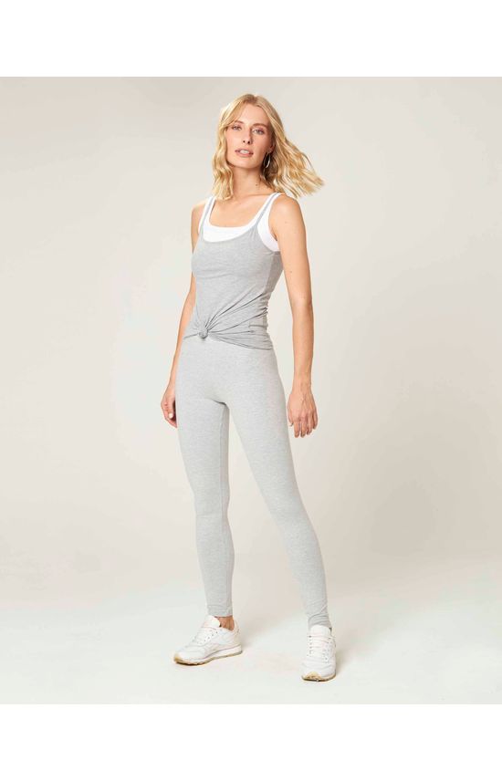 Calça Legging Básica Feminina Cintura Média Em Algodão