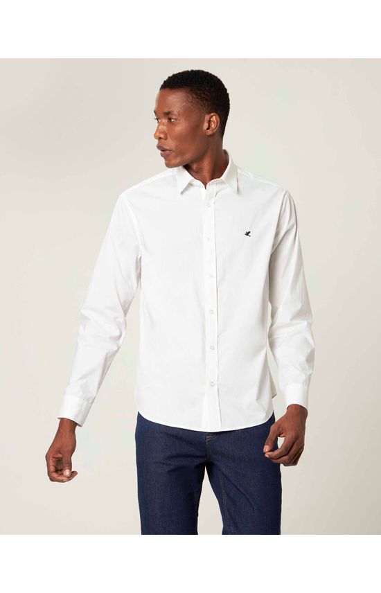 Camisa Básica Masculina Manga Longa Em Tricoline