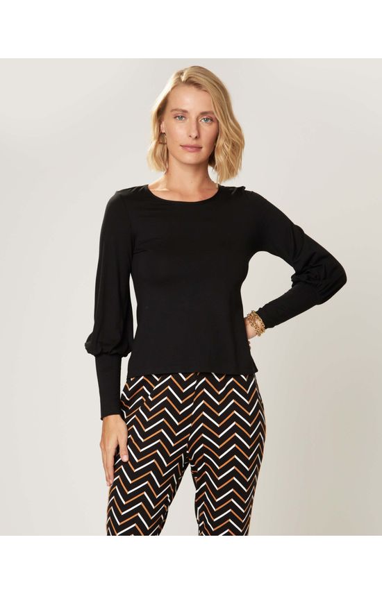 Blusa Feminina Manga Bufante Em Viscose Stretch