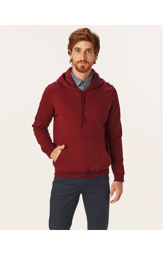 Blusão Básico Masculino Com Capuz Em Moletom Flanelado