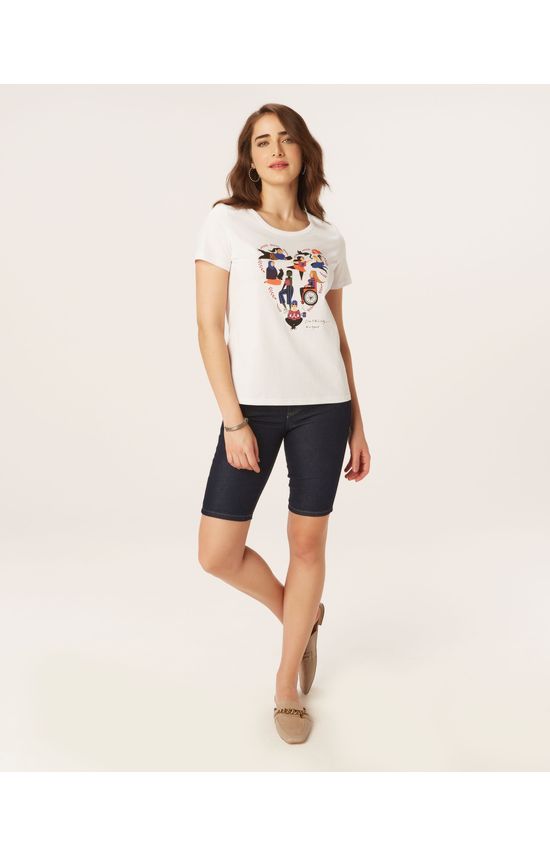 Bermuda Feminina Ciclista Em Jeans Com Elastano
