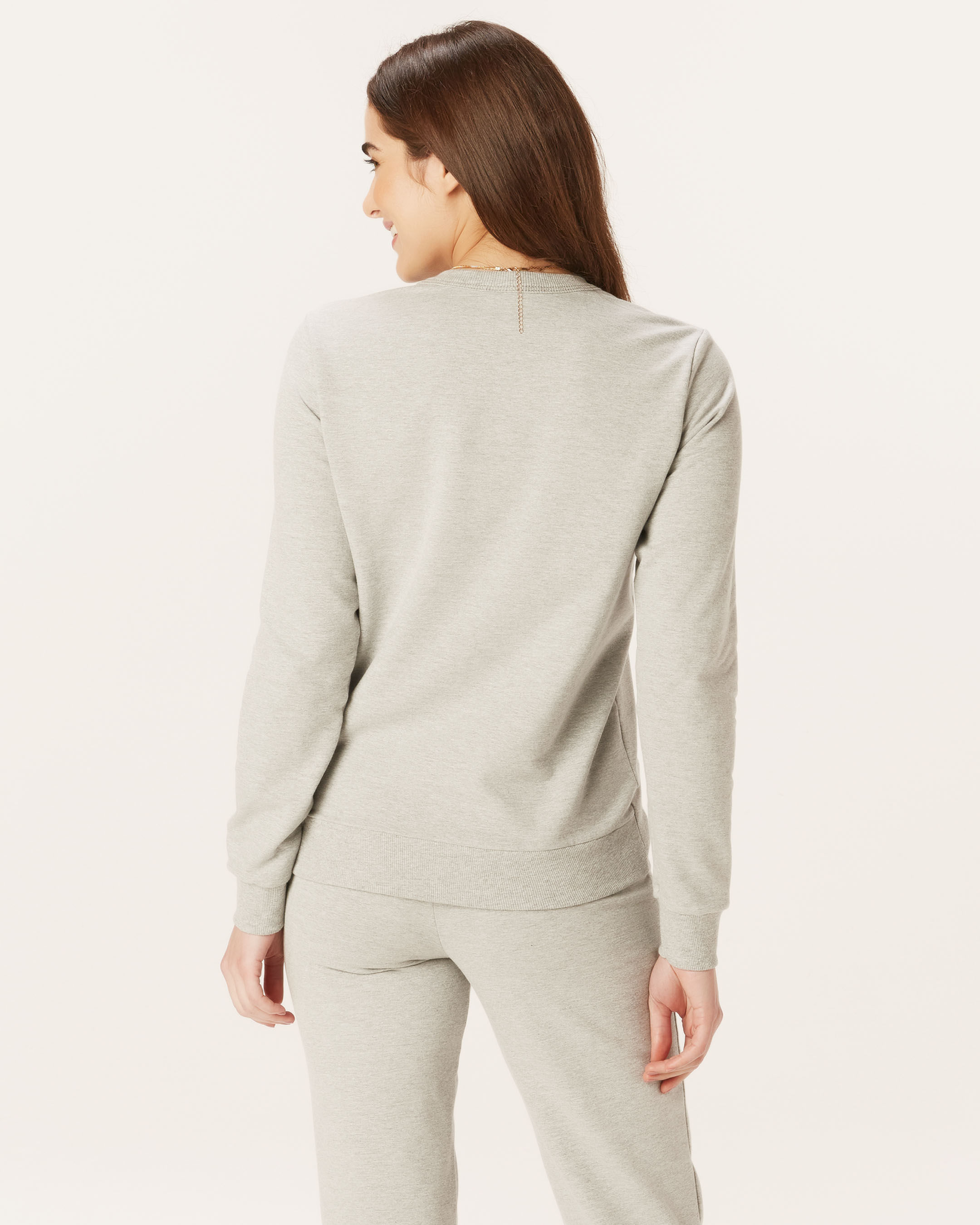 Blusão Básico Feminino Decote Redondo Em Moletom Stretch Flanelado - Imagem 10
