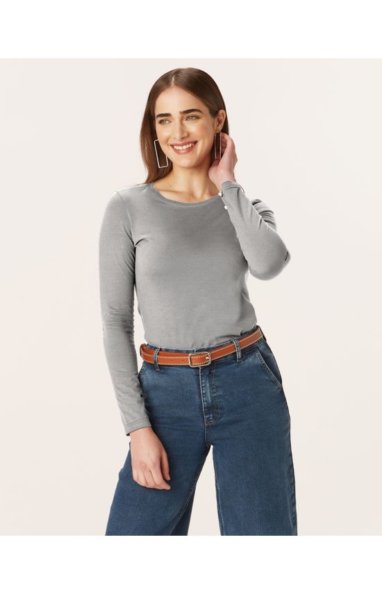 Blusa Básica Feminina Decote Redondo Em Meia Malha