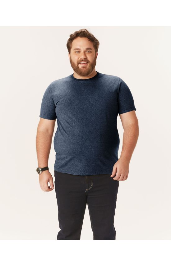 Camiseta Básica Masculina Plus Size Decote Redondo Em Meia Malha