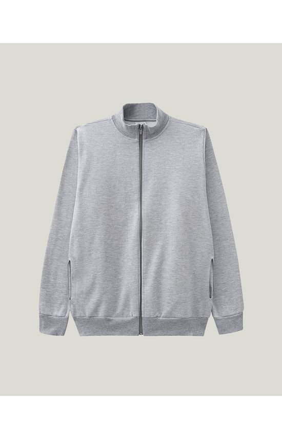 Jaqueta Básica Masculina Gola Alta Em Moletom Flanelado