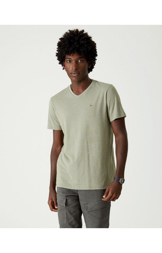 Camiseta Básica Masculina Bordada em Malha Fio a Fio