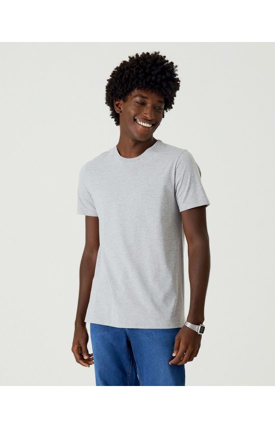 Camiseta Básica Masculina Decote Redondo Em Meia Malha Anti Odor
