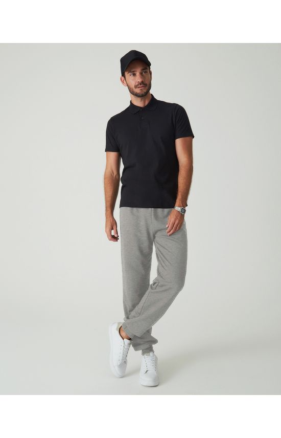 Calça Básica Masculina Em Moletom Flanelado