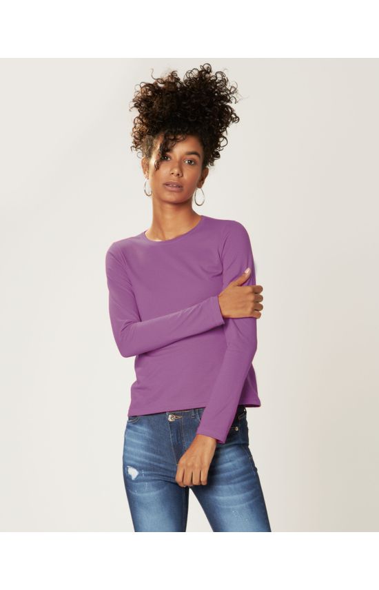Blusa Básica Feminina Decote Redondo Em Meia Malha