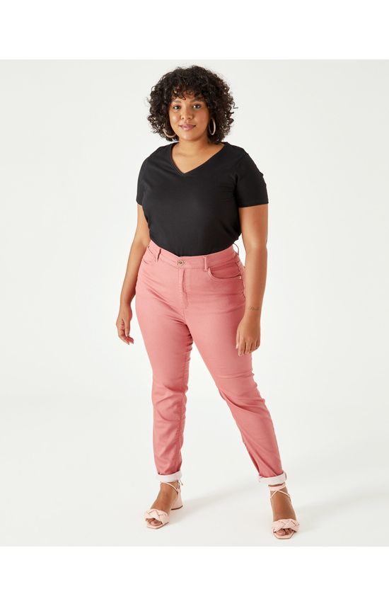Calça Feminina Plus Size Skinny Em Flex Jeans