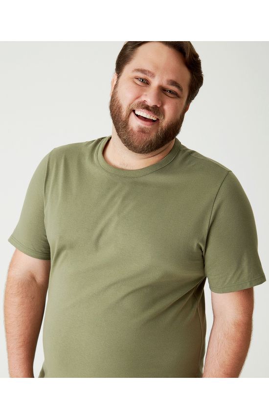 Camiseta Básica Masculina Plus Size Decote Redondo Em Algodão