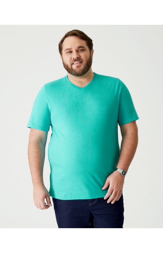 Camiseta Básica Masculina Plus Size Decote V Em Algodão