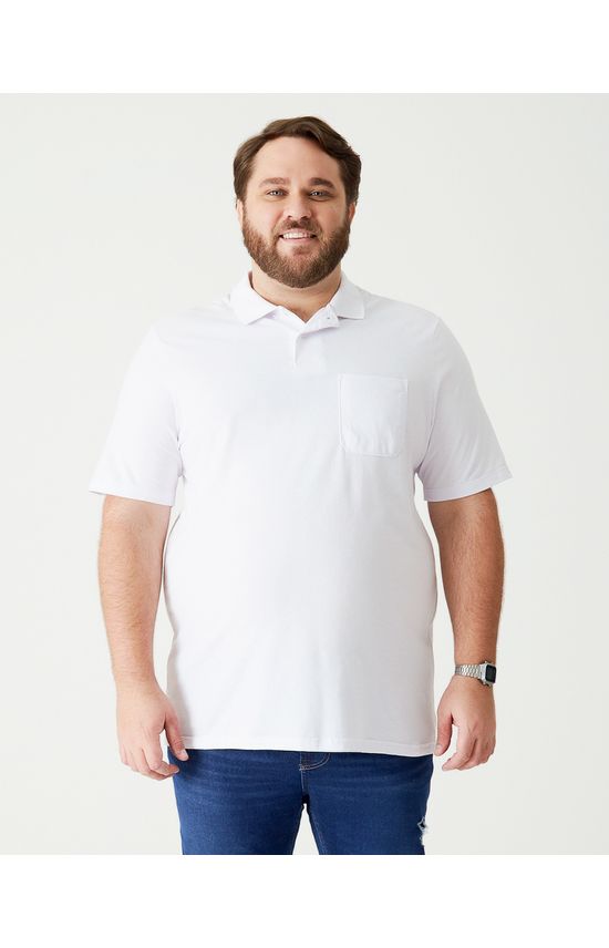 Camisa Polo Básica Masculina Plus Size Em Meia Malha