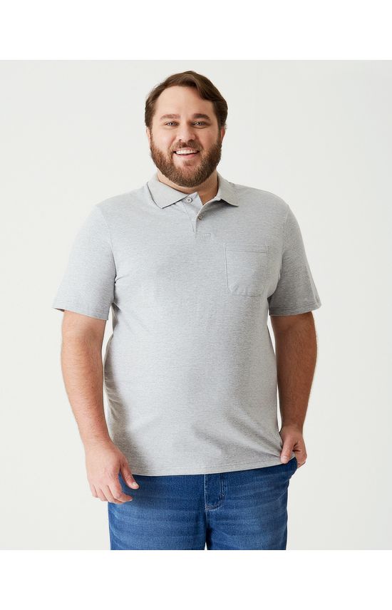 Camisa Polo Básica Masculina Plus Size Em Meia Malha