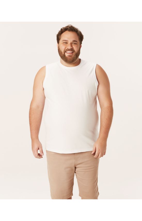 Regata Básica Masculina Plus Size Decote Redondo Em Meia Malha