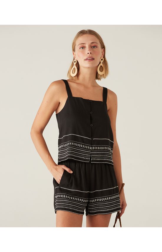 Blusa Em Viscose Bordado Malwee