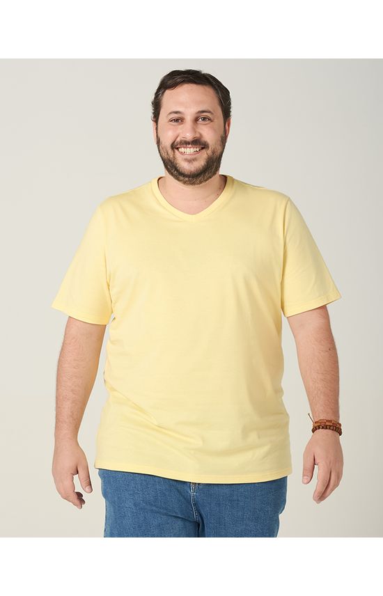 Camiseta Básica Masculina Plus Size Decote V Em Algodão