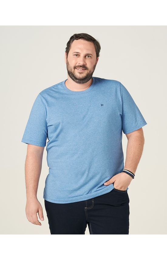 Camiseta Básica Masculina Plus Size Decote Redondo Em Meia Malha Moulinê