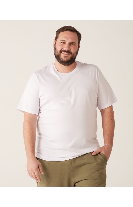 Camiseta Básica Masculina Plus Size Decote Redondo Em Meia Malha
