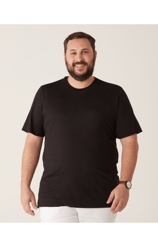 Camiseta Básica Masculina Plus Size Decote Redondo Em Meia Malha