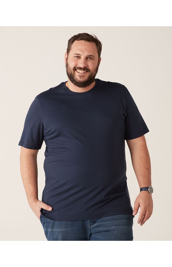 Camiseta Básica Masculina Plus Size Decote Redondo Em Meia Malha