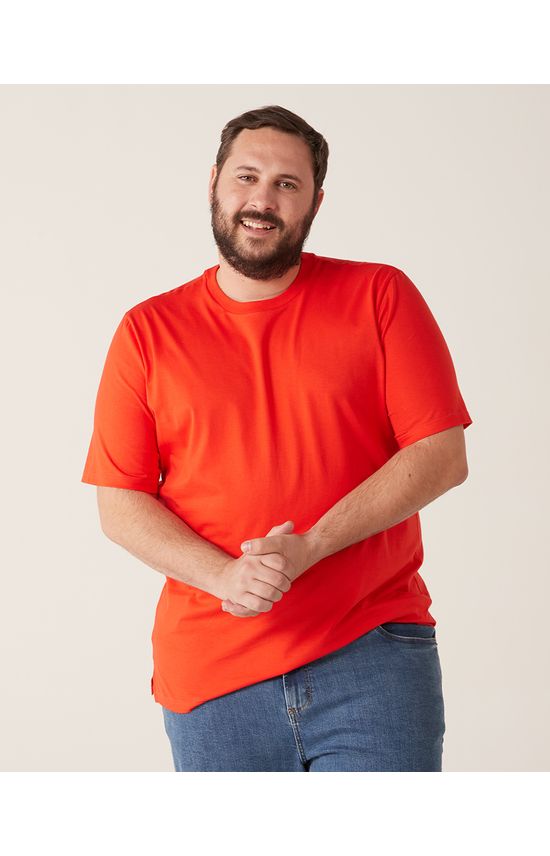 Camiseta Básica Masculina Plus Size Decote Redondo Em Meia Malha