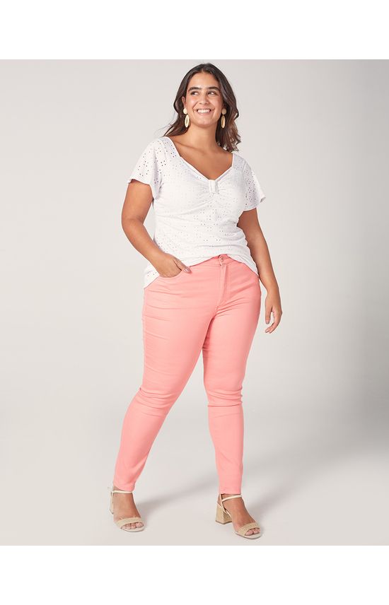 Calça Feminina Plus Size Skinny Em Flex Jeans