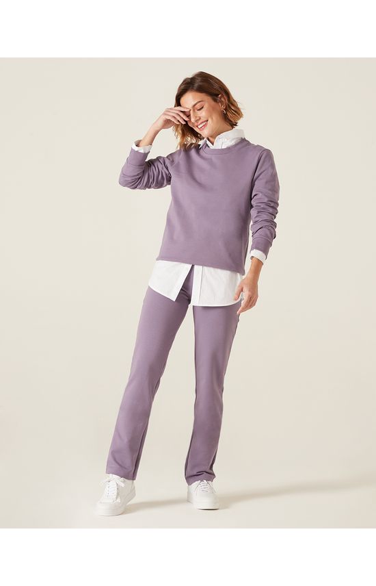 Calça Básica Feminina Cós Elástico Moletom Flanelado