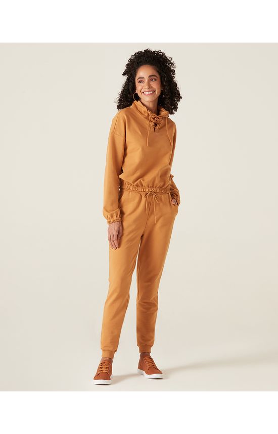 Calça Básica Feminina Jogger Em Moletom Stretch