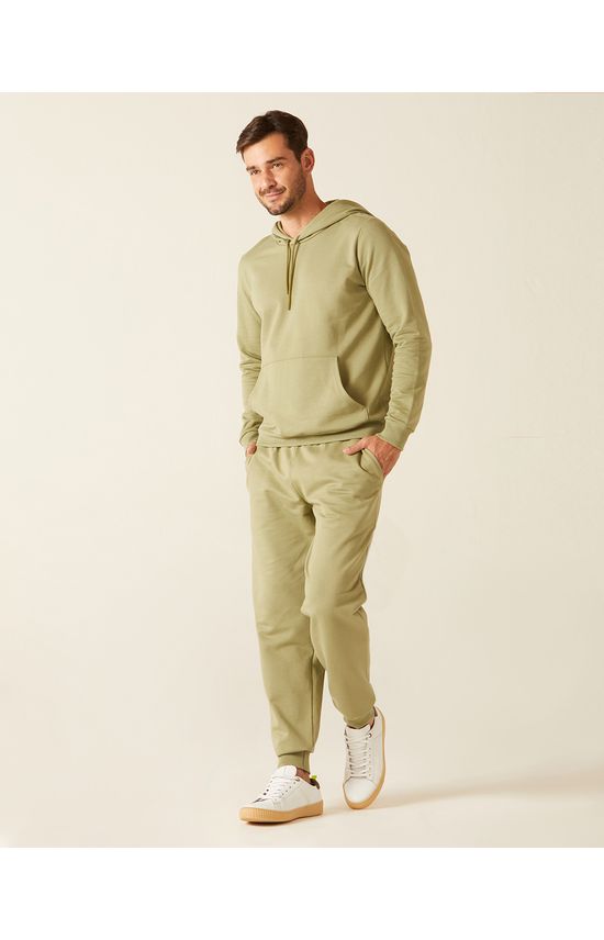 Calça Básica Masculina Em Moletom Flanelado