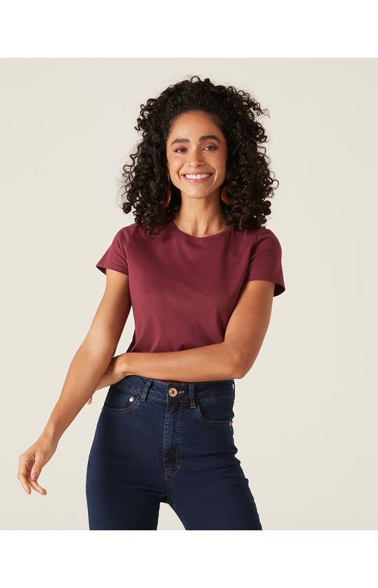 Blusa Básica Feminina Baby Look Em Algodão