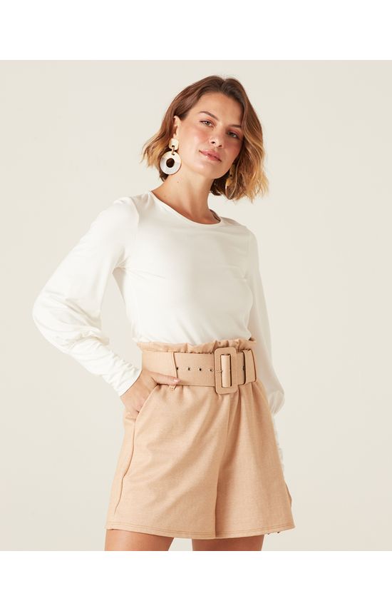 Blusa Feminina Manga Bufante Em Viscose Stretch