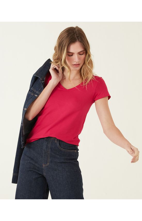 Blusa Básica Feminina Mullet Decote V Em Viscose Stretch