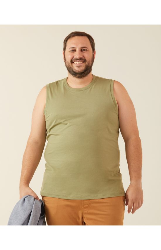 Regata Básica Masculina Plus Size Cava Ajustada Em Algodão
