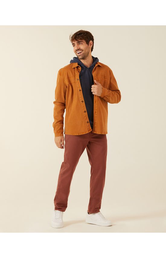 Calça Masculina Slim Em Sarja Com Elastano