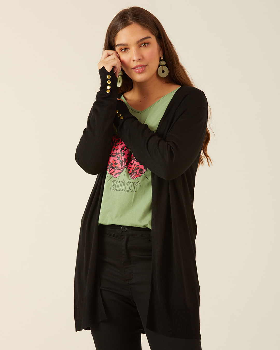 Cardigan Listrado Tricô Malwee Plus