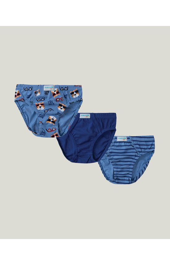 Kit 3 Cuecas Slip Infantis Menino Em Algodão Malwee Kids