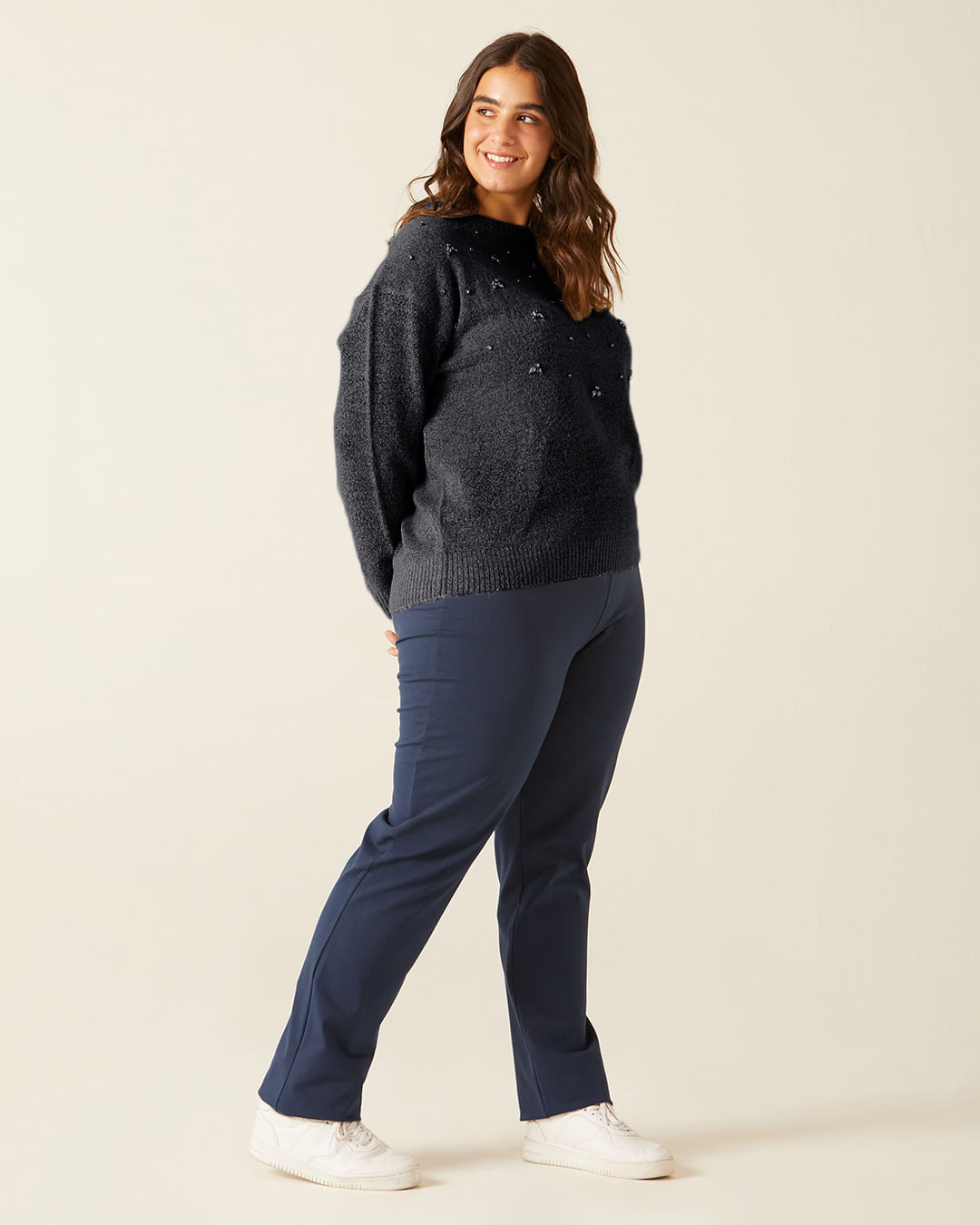 Calça Legging Básica Feminina Plus Size Em Cotton