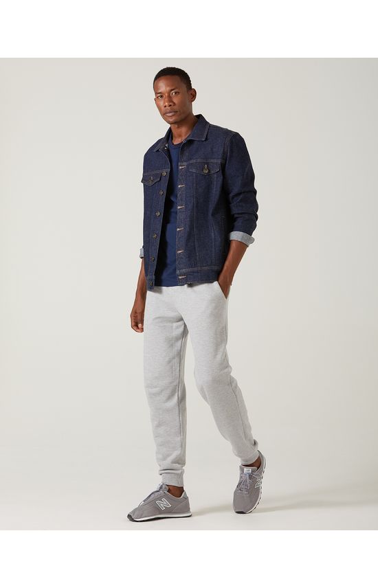 Calça Básica Masculina Em Moletom Flanelado