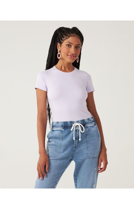 Blusa Básica Feminina Decote Redondo Em Algodão
