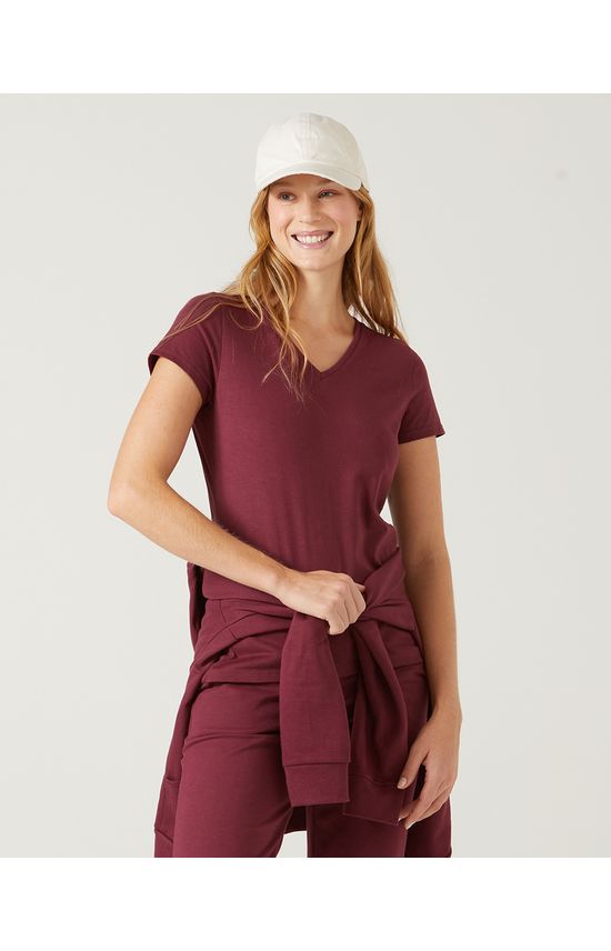 Blusa Básica Feminina Decote V Em Algodão