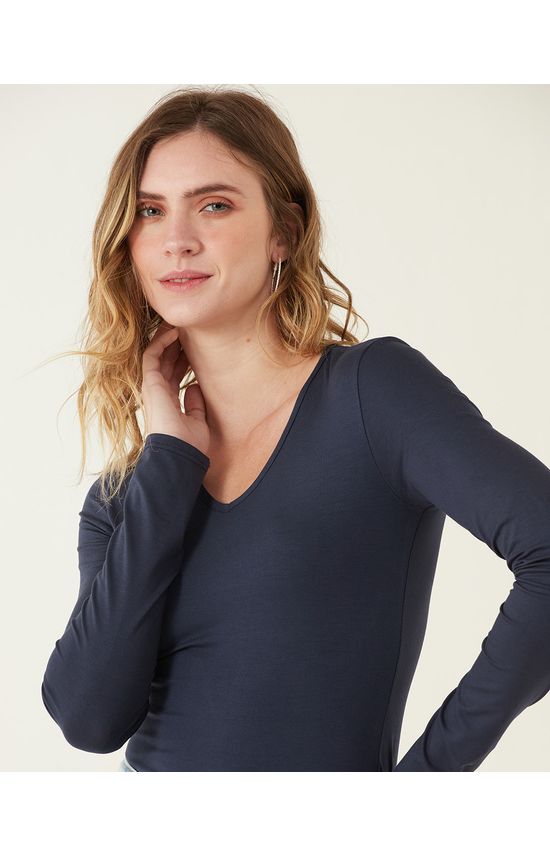 Blusa Básica Feminina Manga Longa Viscose