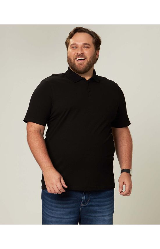 Camisa Polo Básica Masculina Plus Size Gola Esporte Em Piquet