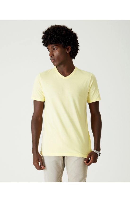 Camiseta Básica Masculina Gola V Em Algodão