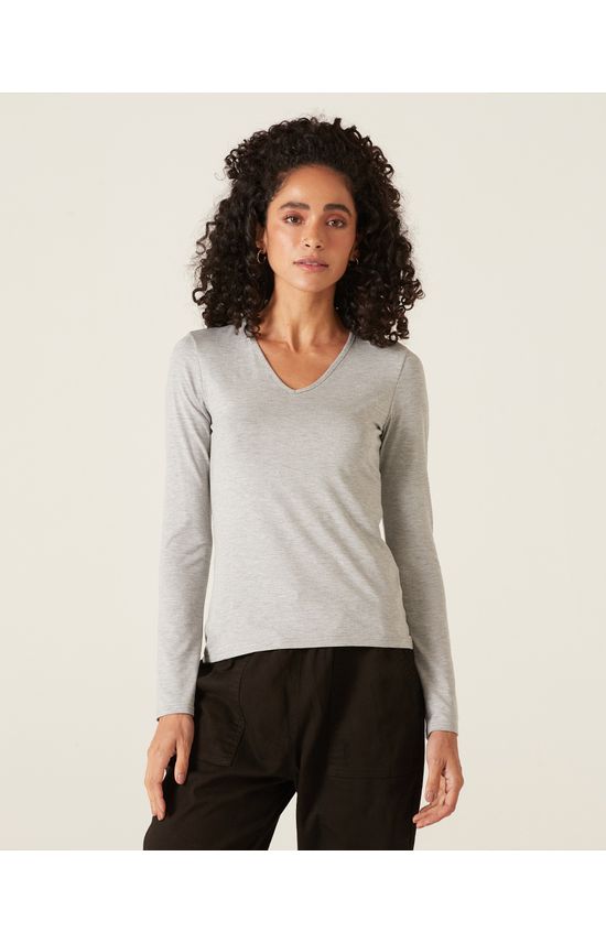 Blusa Básica Feminina Manga Longa Viscose
